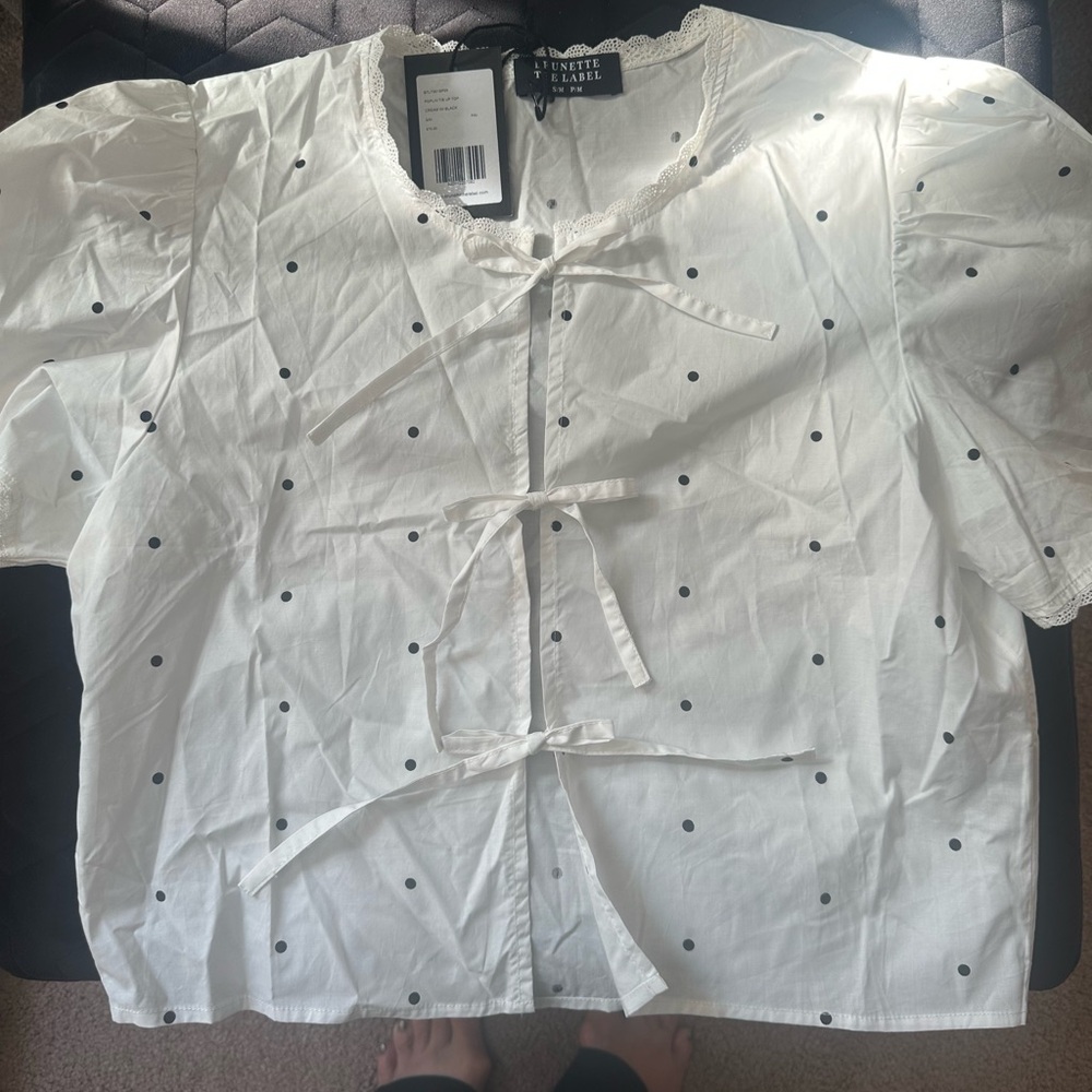Brunette the Label Poplin tie up top
